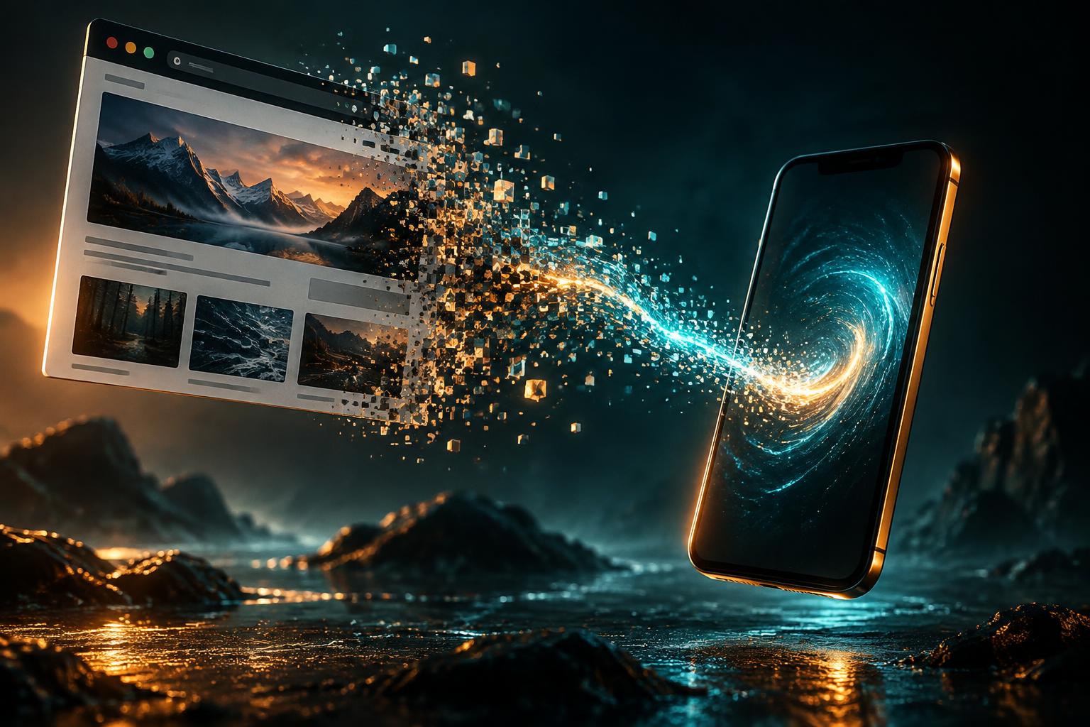 A website transforming into a mobile app